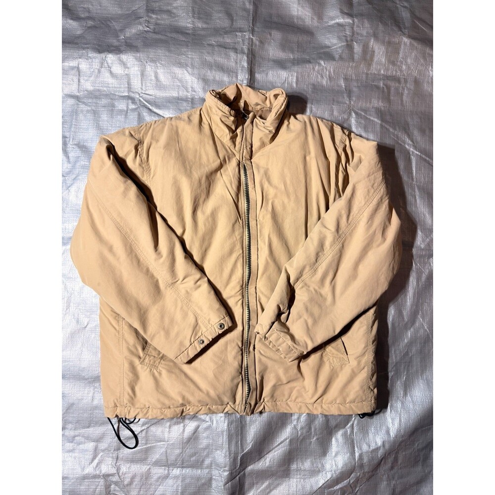 Vintage 90s Polo Ralph Lauren Insulated Puffer Jacket Mens Large Tan Beige Zip